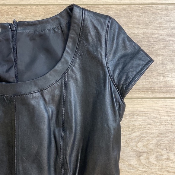 Boston Proper Genuine Leather Mini Dress - Picture 4 of 16